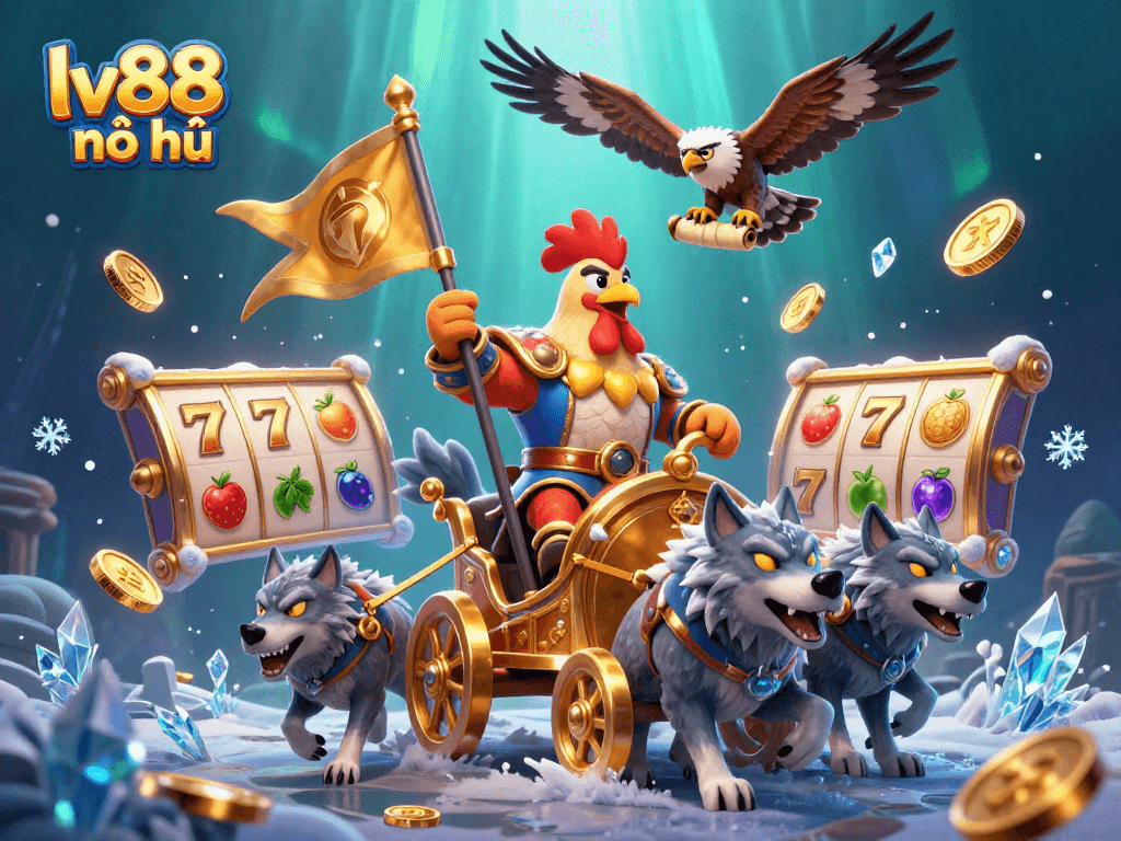 Spin the reels of lv88 nổ hũ and unlock jackpots with this vibrant digital illustration.