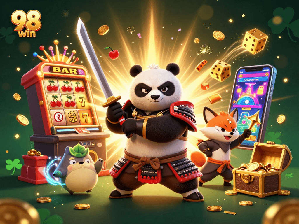 Win big at 98 win while exploring thrilling jackpots in a fantastical casino scene!