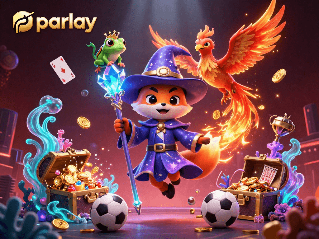 Place bets and calculate potential winnings on parlay options in this vibrant 3D sports illustration.