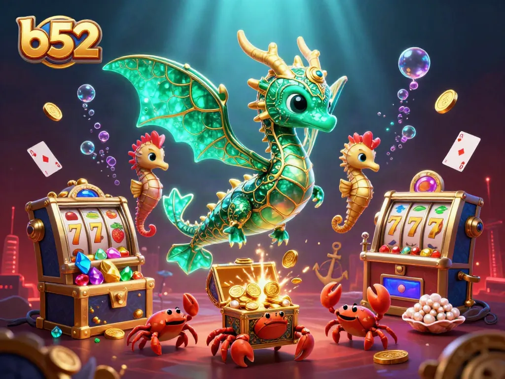 Win big with b52 in this vibrant casino-themed underwater illustration! Experience excitement below the surface.