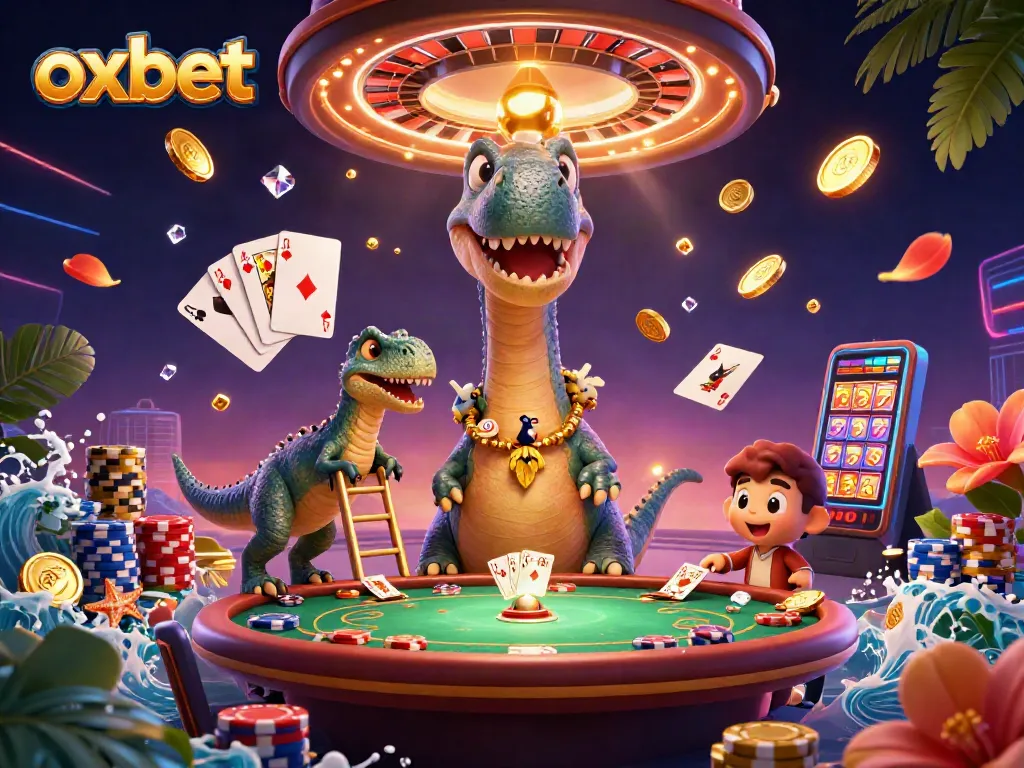 Engage with OXBET by enjoying thrilling casino games with a whimsical dinosaur theme