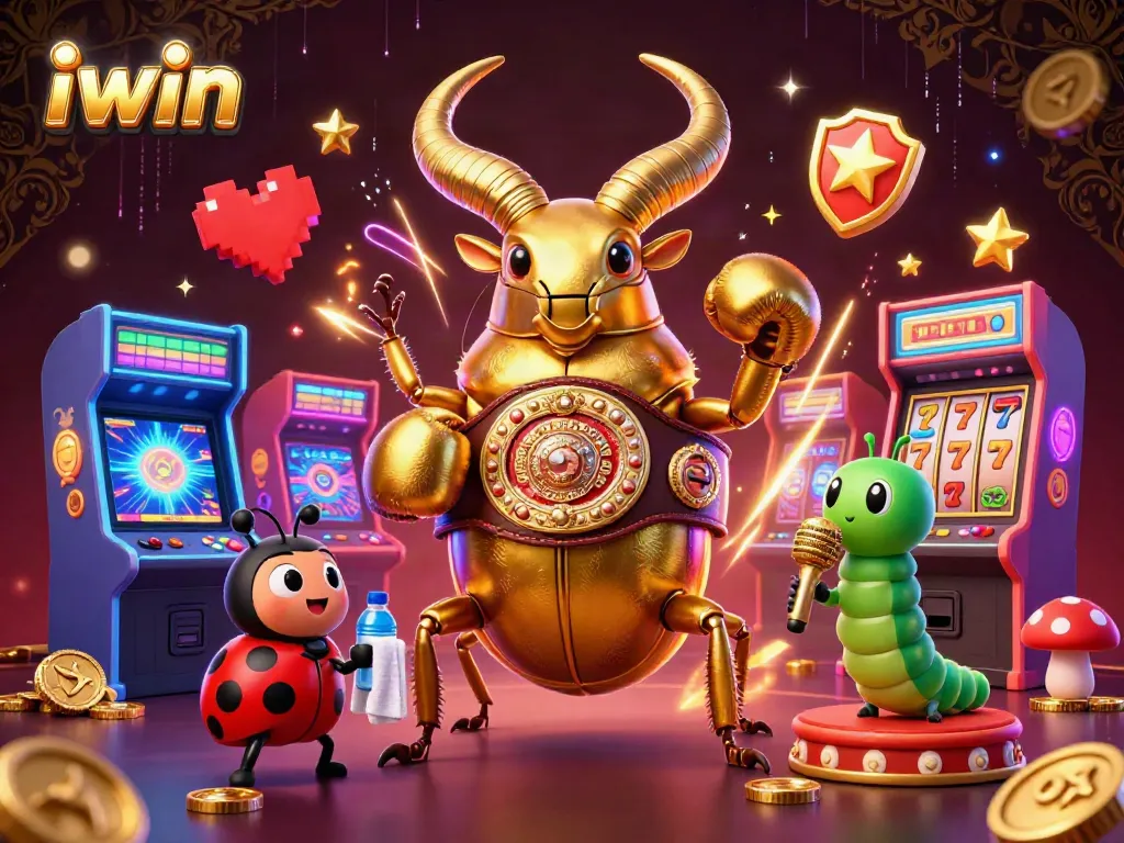 Engage with iwin’s unique casino experience featuring a vibrant 3D illustration of gaming action.