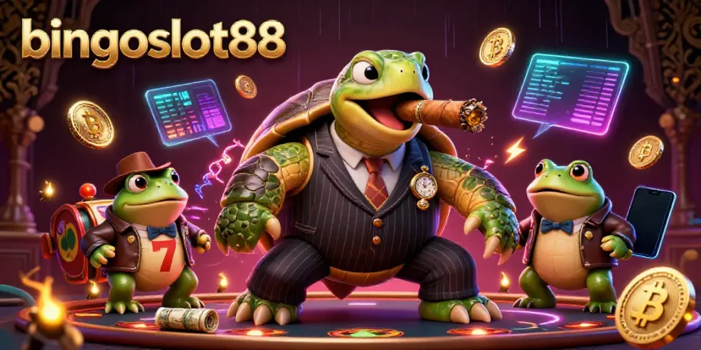 Menangkan keseruan bermain bingo di bingoslot88 dengan simbol slot dan koin kripto yang bersinar.