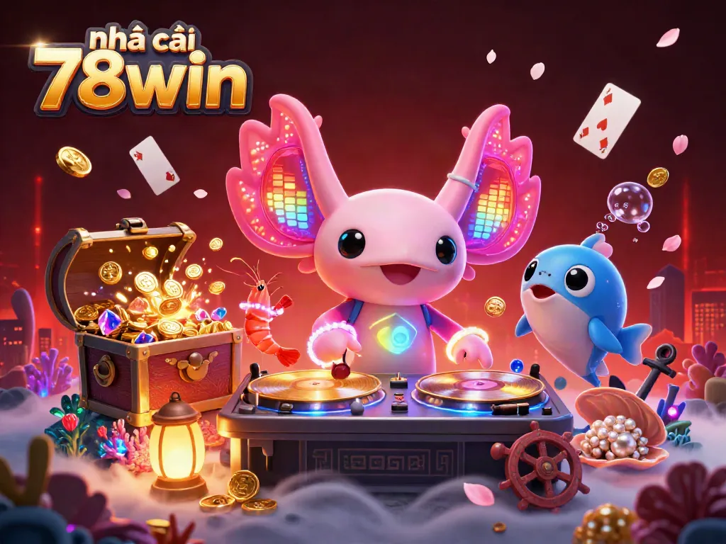 Join the action at nhà cái 78win with vibrant gaming elements and colorful characters in an exciting underwater casino scene.