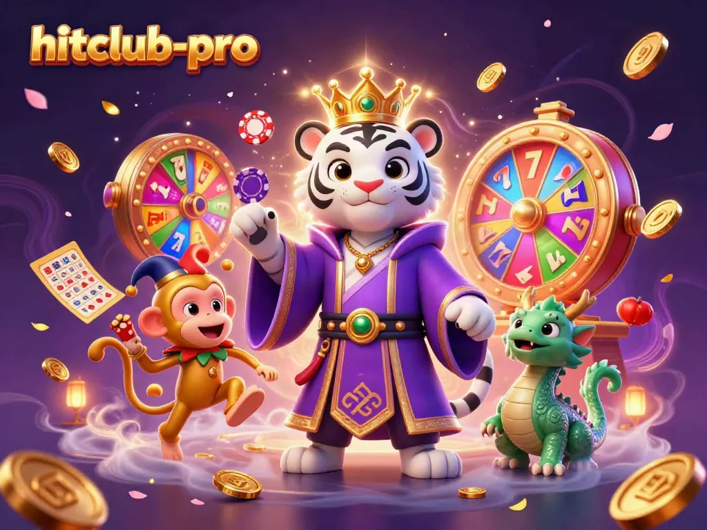 Experience the excitement of hitclub-pro with animated casino characters and vibrant gaming elements.