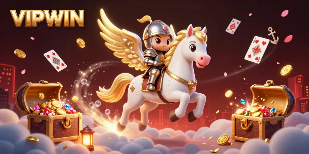 Experience the thrill of VIPWIN as celestial characters engage in a vibrant casino adventure.