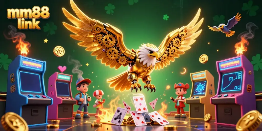 Experience thrilling gameplay with mm88 link featuring a golden eagle amidst casino elements.