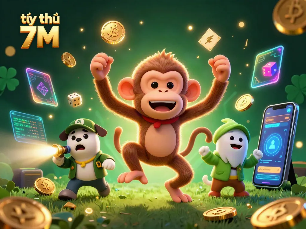 Experience real-time betting with tỷ lệ 7M in a dynamic casino scene featuring lively characters and crypto elements.
