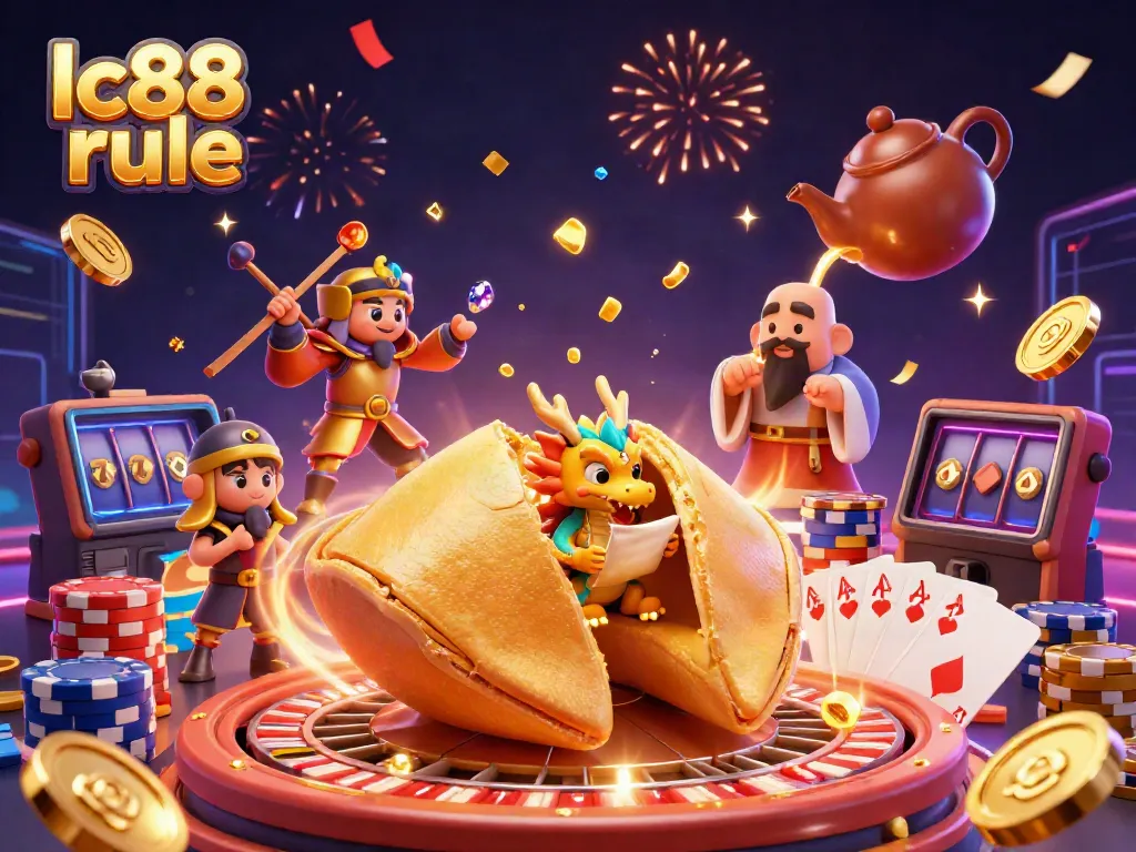 Experience the luck and excitement of lc88 rule with a vibrant, dynamic casino scene featuring unique characters.