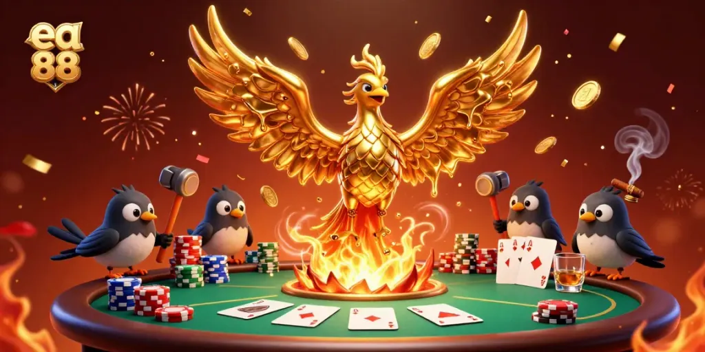 Experience winning strategies at ea 88, featuring a golden phoenix and poker excitement.
