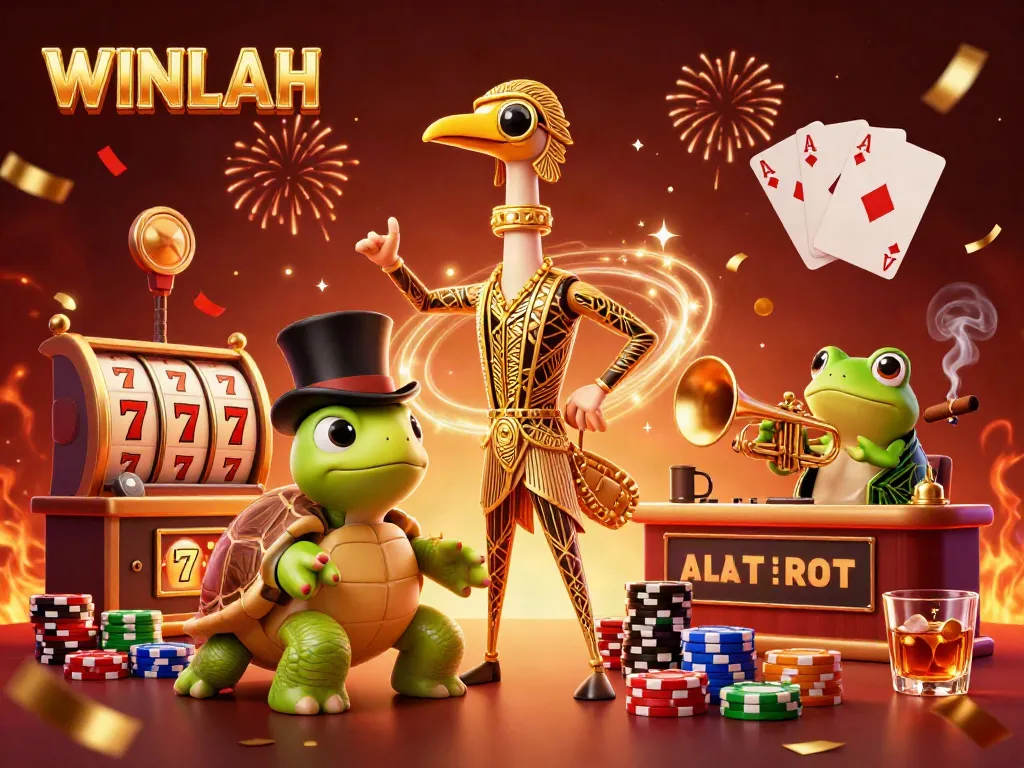 Immerse in WINLAH's vibrant casino scene with animated characters and rich game elements