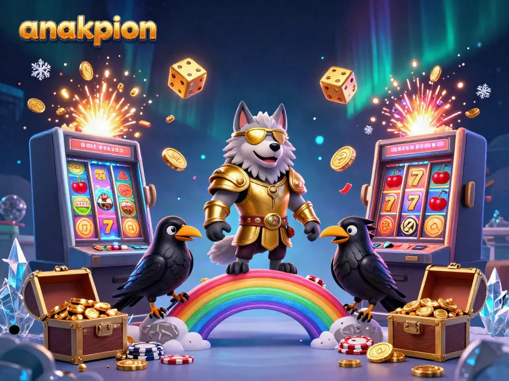 Experience thrilling jackpots at anakpion with a vibrant 3D casino scene showcasing exciting rewards and games.