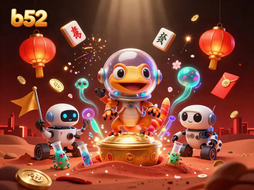 Engage with the vibrant b52 online casino experience through a Martian gecko and casino elements.