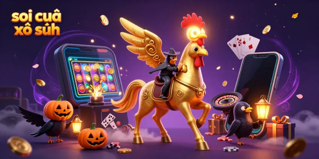Engaging scene of soi cầu xổ số with animated characters and vibrant casino elements bursting with excitement.