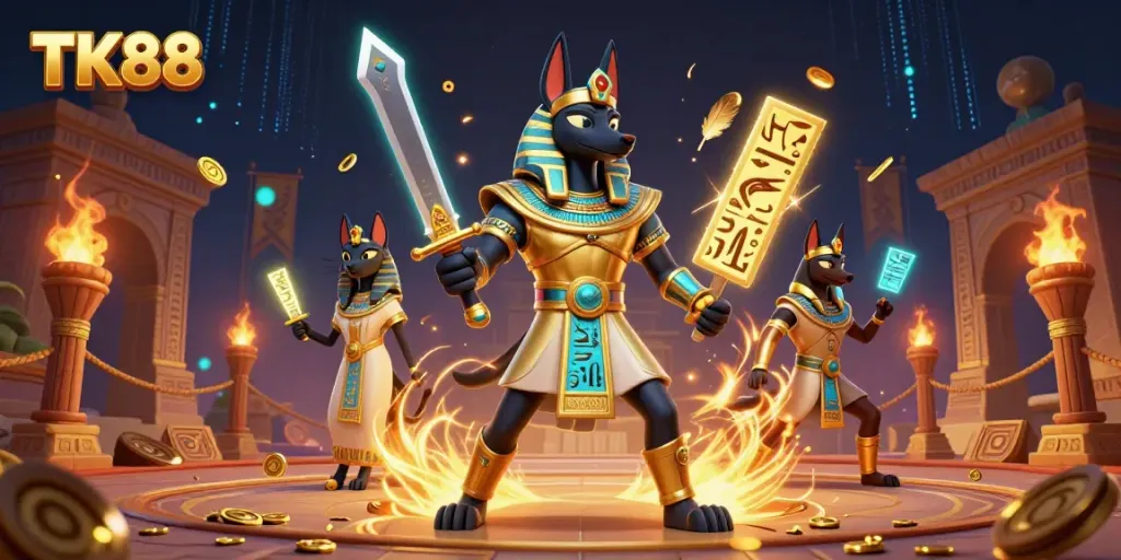 Experience the dynamic energy of TK88 with ancient Egyptian warriors and plenty of gaming elements in a rich 3D environment.