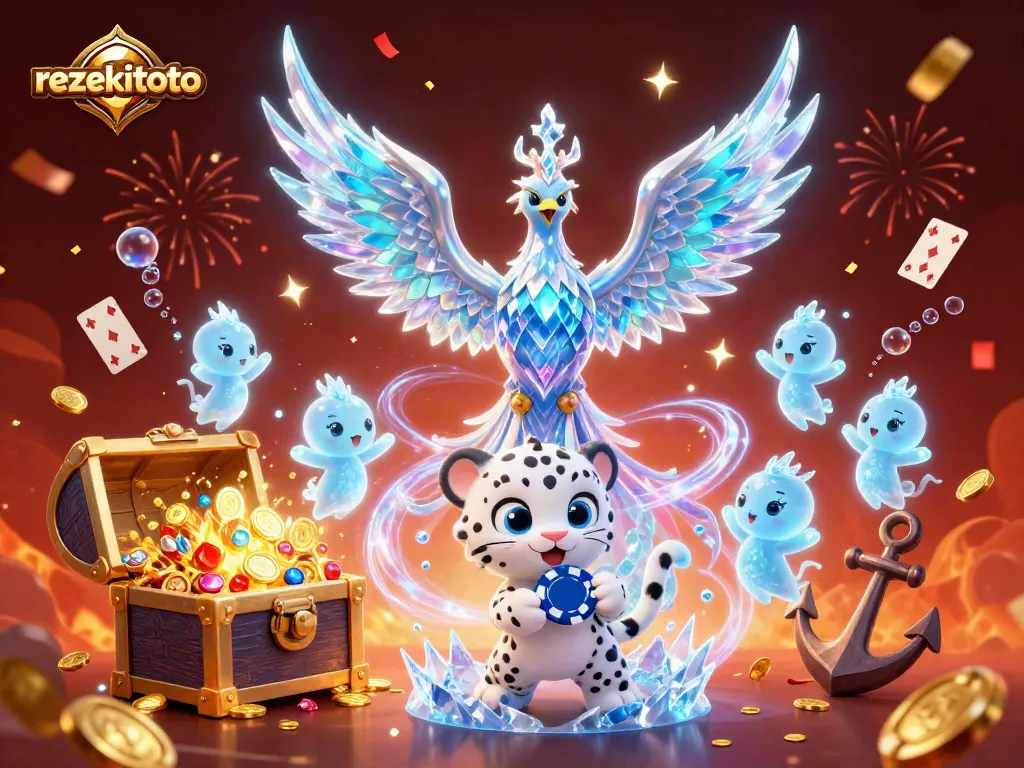 Experience thrilling games like rezekitoto with an ice phoenix and vibrant casino elements.