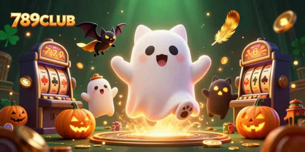 Experience thrilling gameplay at 789CLUB with a dazzling haunted casino scene featuring exciting game elements.
