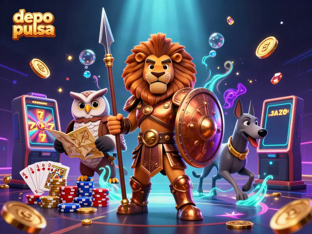 Engage with depo pulsa in an energetic casino scene featuring dynamic characters and vibrant game elements.